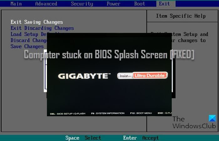 Computer stuck on BIOS Splash Screen Computer stuck on BIOS Splash Screen